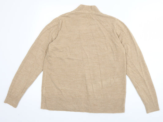 Marks and Spencer Womens Beige V-Neck Acrylic Cardigan Jumper Size M