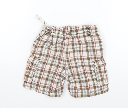 Timberland Boys Beige Plaid Cotton Cropped Trousers Size 18 Months Pullover