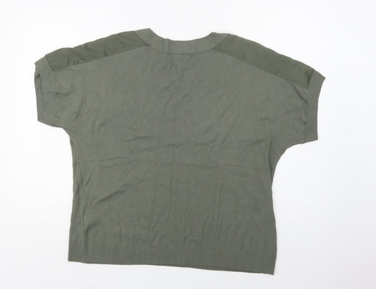 NEXT Womens Green V-Neck Viscose Pullover Jumper Size L