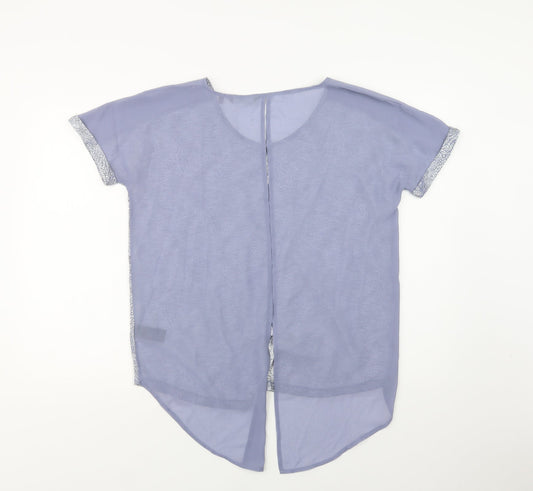 NEXT Womens Grey Geometric Basic Blouse Size 10 Round Neck