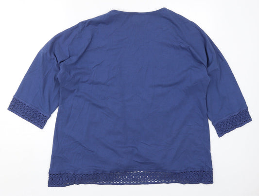 Atlas Womens Blue V-Neck Cotton Cardigan Jumper Size 12