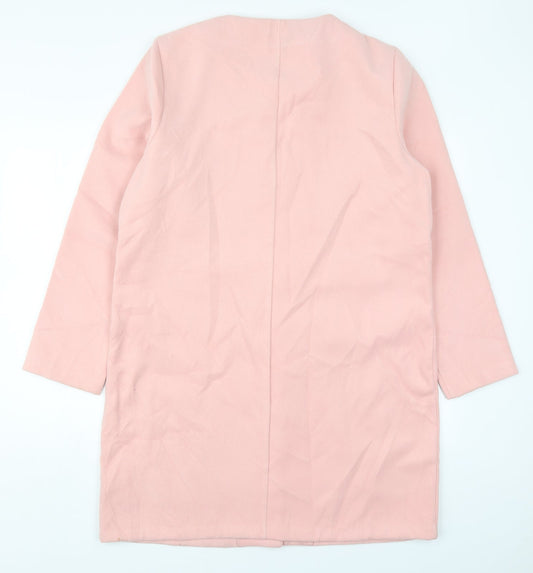 Just Fab Womens Pink Pea Coat Coat Size XL Button