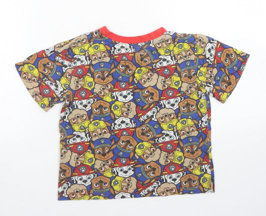 Character.Com Boys Blue Spotted Cotton Basic T-Shirt Size 5 Years Crew Neck - Paw Patrol