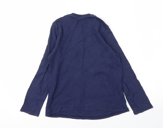 George Girls Blue Cotton Basic T-Shirt Size 8 Years Round Neck - Christmas