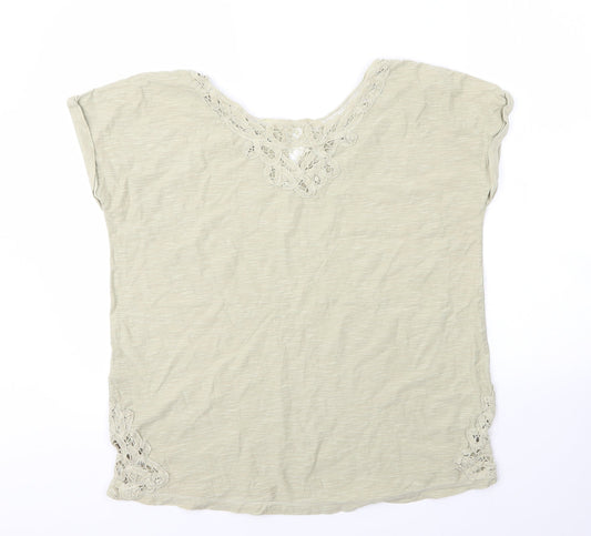 NEXT Womens Green Cotton Basic T-Shirt Size 12 Round Neck