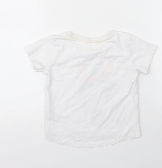 Matalan Girls White Cotton Basic T-Shirt Size 12 Months Round Neck