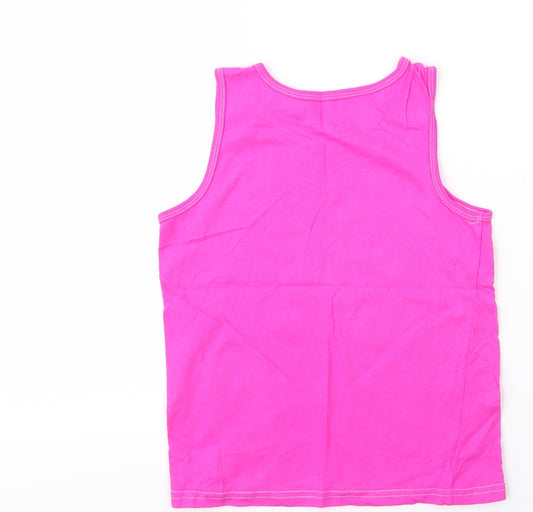 George Girls Pink Cotton Basic Tank Size 8 Years Round Neck