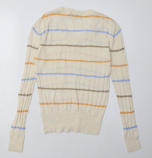 Marks and Spencer Womens Beige Striped Viscose Pullover Sweatshirt Size S Pullover