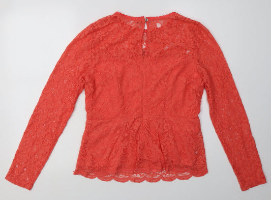 Oasis Womens Pink Viscose Basic Blouse Size M Crew Neck