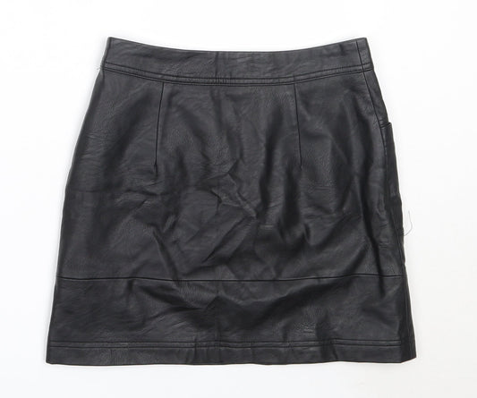 Topshop Womens Black Polyurethane Mini Skirt Size 4