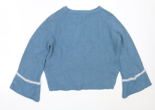 New Look Womens Blue Round Neck Viscose Pullover Jumper Size S