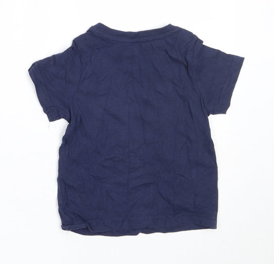 Nutmeg Boys Blue Cotton Basic T-Shirt Size 12-18 Months Round Neck