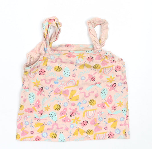 Matalan Girls Pink Cotton Basic Tank Size 18-24 Months Square Neck