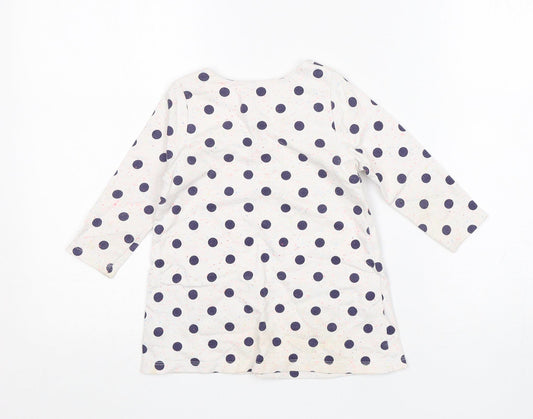 Mothercare Girls Multicoloured Polka Dot Cotton Jumper Dress Size 9-12 Months Round Neck