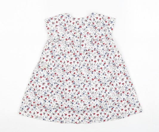 Mothercare Girls Multicoloured Floral Cotton A-Line Size 9-12 Months Round Neck