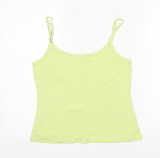 Preworn Womens Green Cotton Basic Tank Size 14 Round Neck