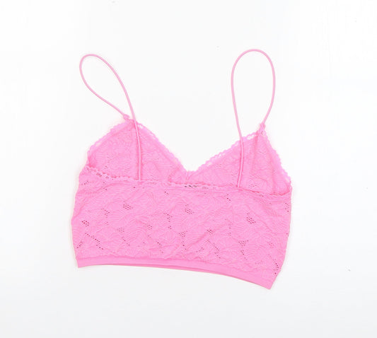Zara Womens Pink Polyamide Basic Tank Size XS V-Neck