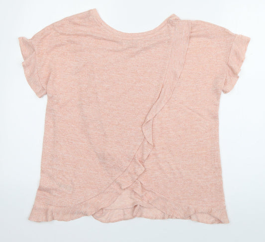 Papaya Womens Orange Viscose Basic T-Shirt Size 8 Boat Neck