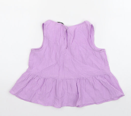 George Girls Purple Cotton Basic Tank Size 7-8 Years Boat Neck Pullover