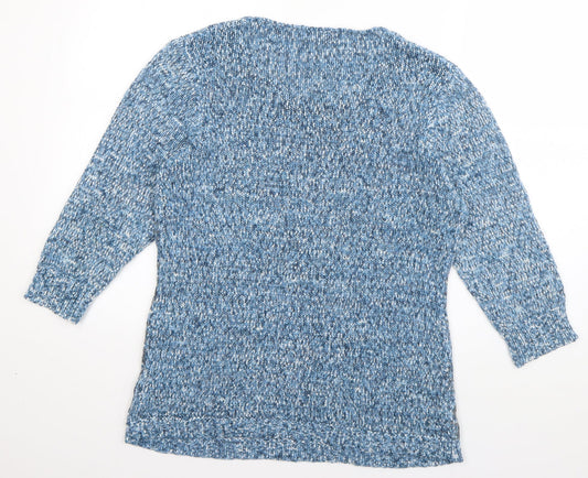 Casamia Womens Blue Scoop Neck Acrylic Pullover Jumper Size M