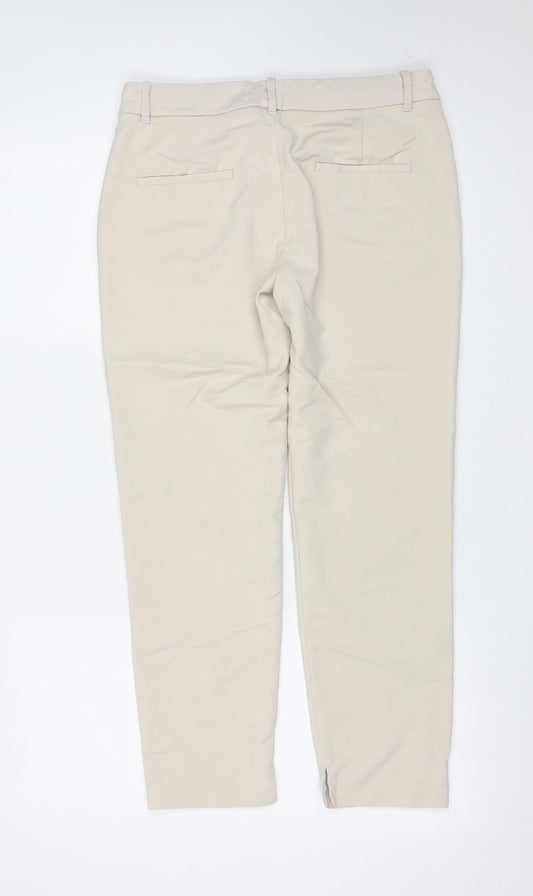 Zara Womens Beige Polyester Blend Trousers Size M L26 in Regular Zip