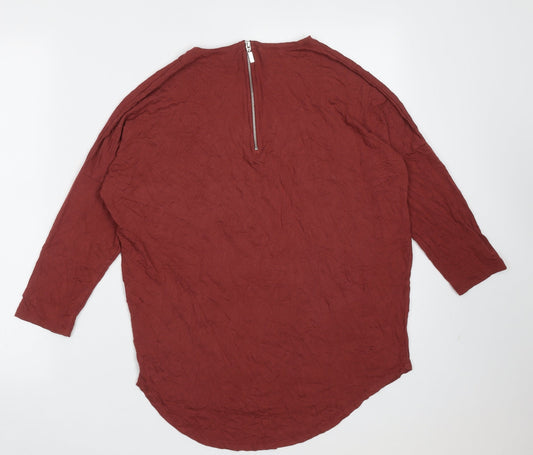 Select Womens Red Viscose Basic T-Shirt Size 10 Round Neck - burgundy
