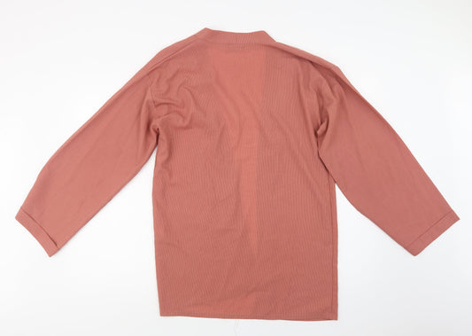 Boohoo Womens Pink Polyester Kimono Blouse Size L V-Neck