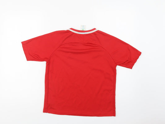 UEFA Boys Red Polyester Jersey T-Shirt Size 13 Years Crew Neck - Wales