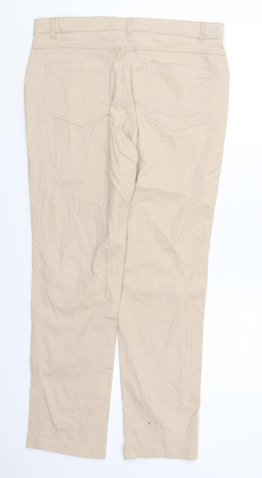 Epilogue Womens Beige Cotton Trousers Size 14 L30 in Regular Button
