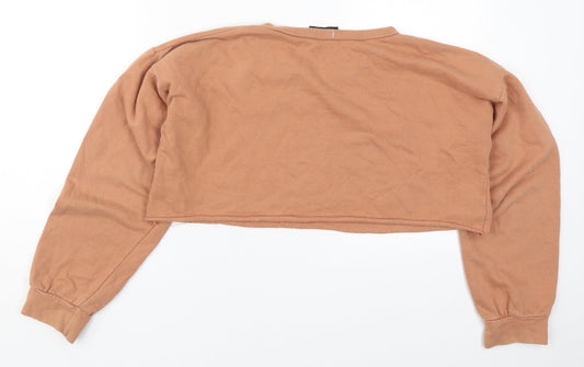 PRETTYLITTLETHING Womens Beige Cotton Pullover Sweatshirt Size 12 Pullover