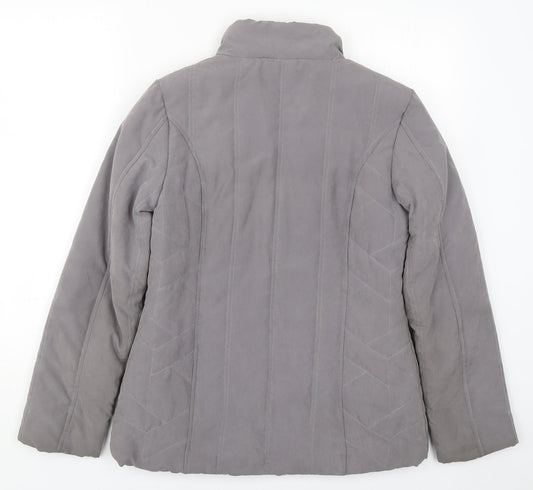 BHS Womens Grey Quilted Coat Size 10 Zip