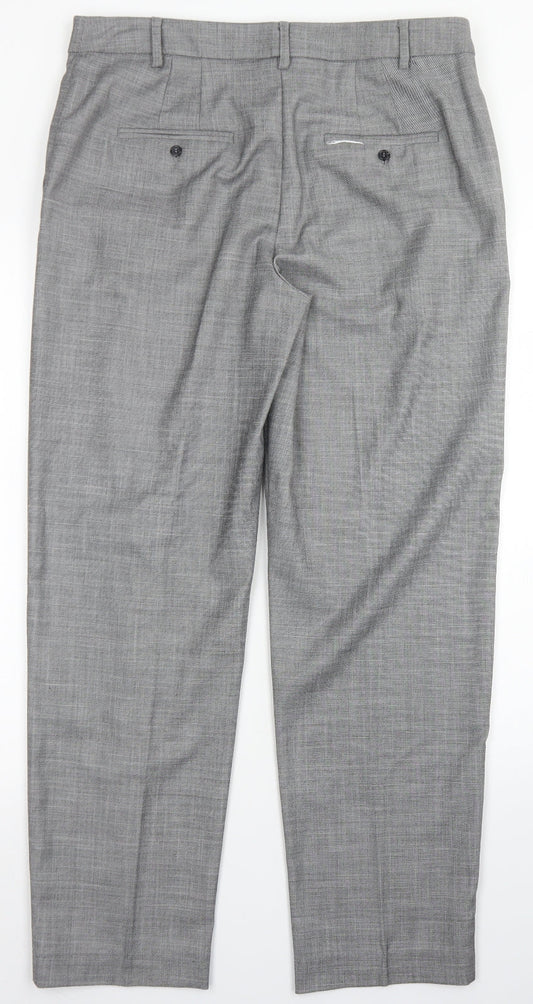 M&S Collection Womens Grey Polyester Dress Pants Trousers Size 12 L28 in Regular Hook & Eye