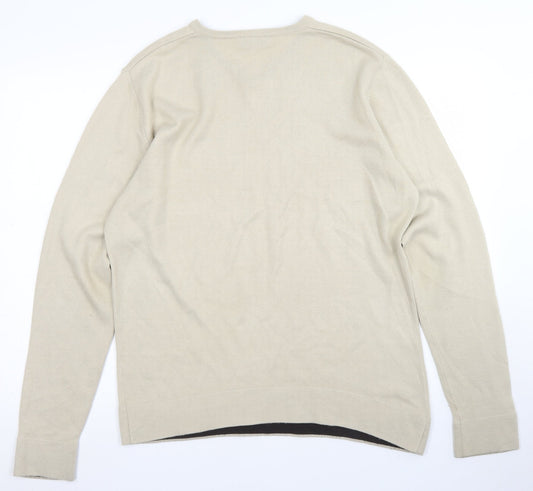 Burton Mens Brown V-Neck Acrylic Pullover Jumper Size M