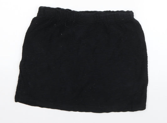 Topshop Womens Black Cotton A-Line Skirt Size 10