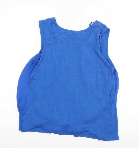 Select Girls Blue Polyester Basic Tank Size 12 Years Scoop Neck Pullover