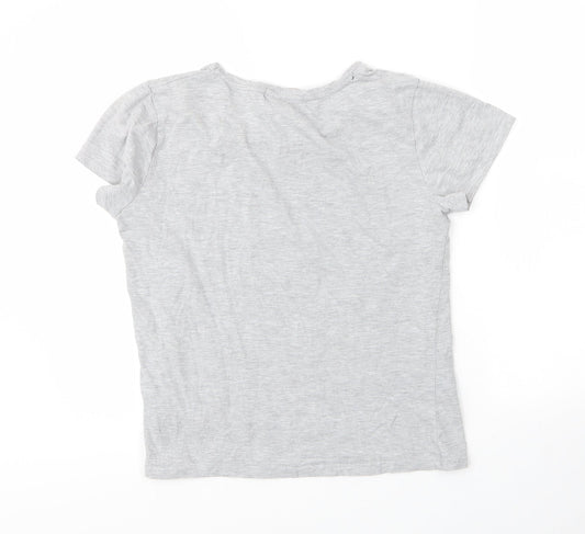 Blue Falg Womens Grey Cotton Basic T-Shirt Size 8 Round Neck - Chelsea