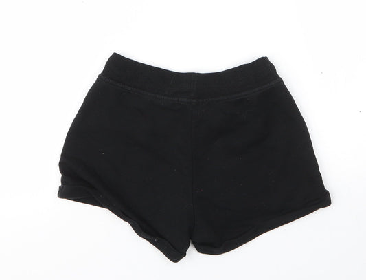 H&M Girls Black Cotton Sweat Shorts Size 8 Years Regular Drawstring