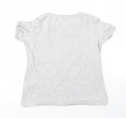 Primark Girls Grey Cotton Basic T-Shirt Size 11 Years Round Neck