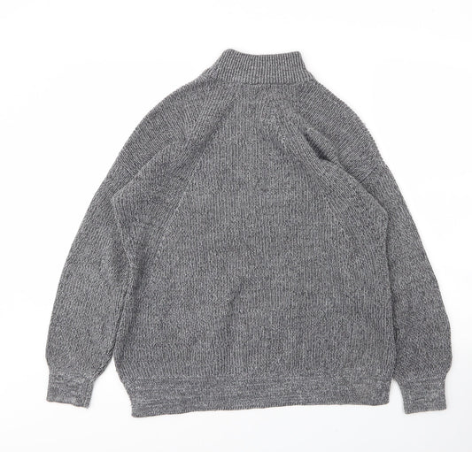 Together Womens Grey Mock Neck Acrylic Pullover Jumper Size M