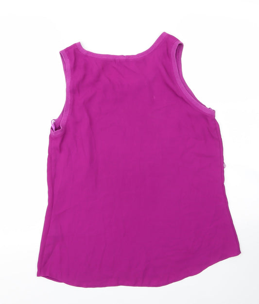 Papaya Womens Purple Polyester Basic Blouse Size 12 Round Neck