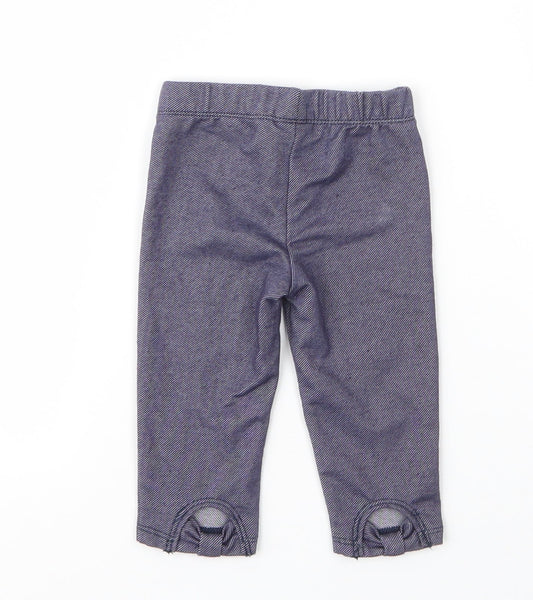 Preworn Girls Blue Cotton Capri Leggings Size 3-6 Months
