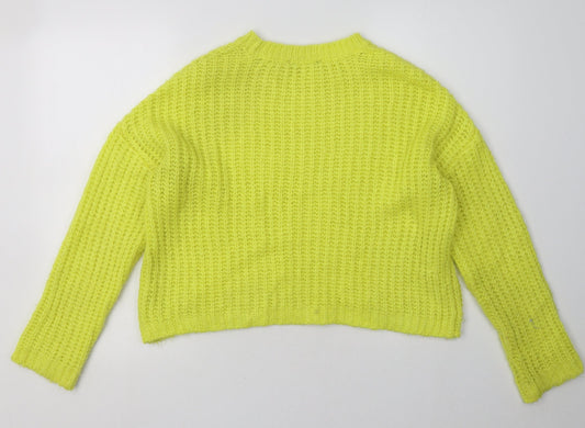 Stradivarius Womens Yellow Acrylic Pullover Sweatshirt Size S Pullover