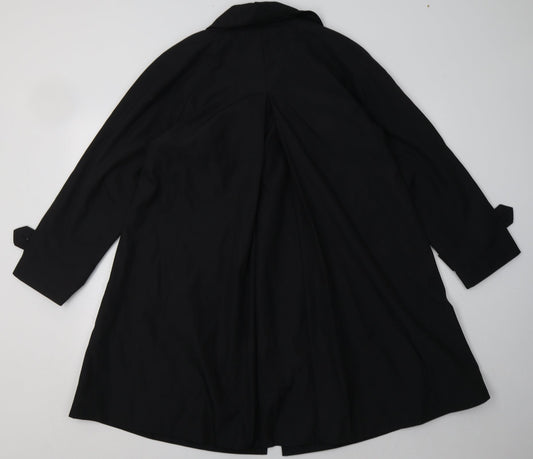 Dennis Basso Womens Black Overcoat Coat Size XS Button
