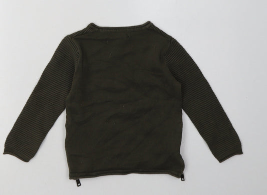 Primark Boys Green Cotton Pullover Sweatshirt Size 2-3 Years Zip