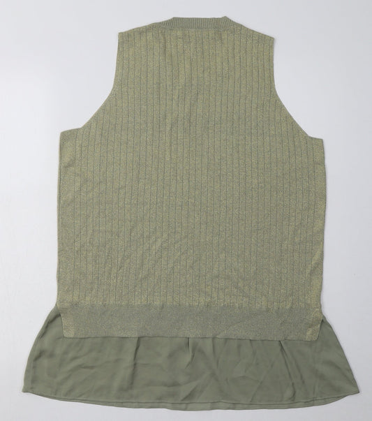 NEXT Womens Gold Viscose Basic Tank Size L Crew Neck
