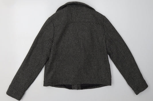 sainsburys Womens Black Geometric Jacket Size 14 Zip