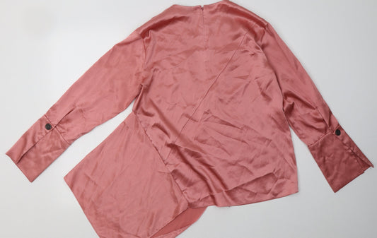 Topshop Womens Pink Polyester Basic Blouse Size 8 Crew Neck
