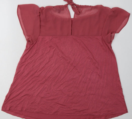 NEXT Womens Pink Viscose Basic T-Shirt Size 10 Crew Neck