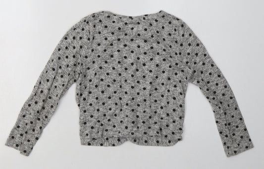 sainsburys Girls Grey Polka Dot Viscose Basic Casual Size 8 Years Crew Neck Pullover