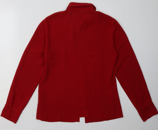 Debenhams Womens Red Polyester Basic Button-Up Size 12 Collared